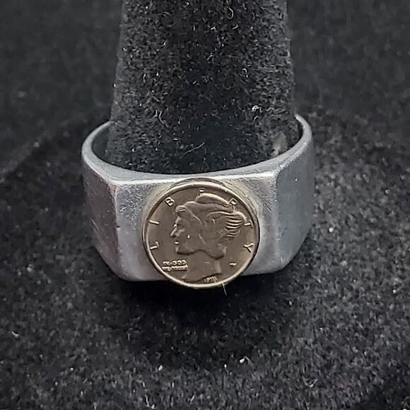 Vintage Mercury Dime Ring Size 8.5 Coin Currency Jewelry - Picture 2 of 8